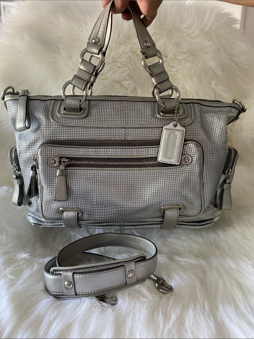 Coach Cambridge Collection Textured Metallic Alexa Large Satchel